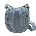 Italian Artisan  Lara Womens Vintage Suede Leather Messenger Bag, Light Cyan - Small