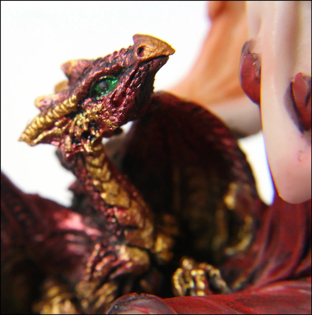 5" Fairy with Red Dragon - cast in superior resin with a feel like ceramic