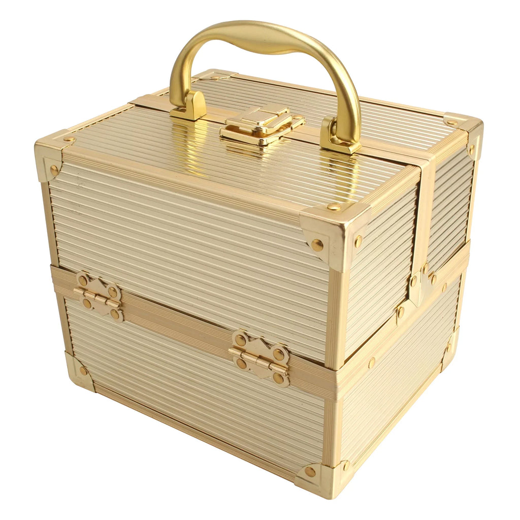 BOLLA Portable Makeup Train Case, Gold Panel