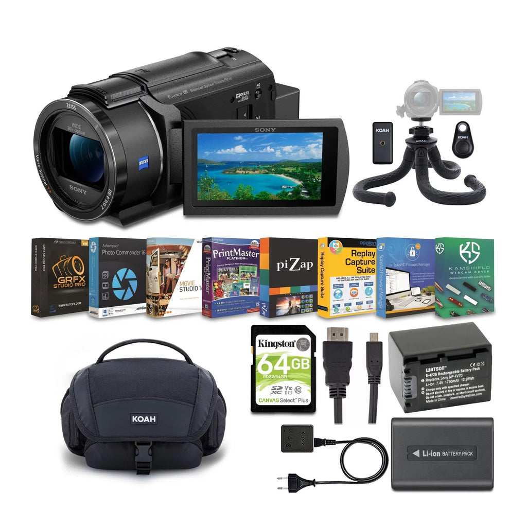 FDR-AX43 4K UHD Handyman Camcorder with Bag, Tripod and Accessory Bundle