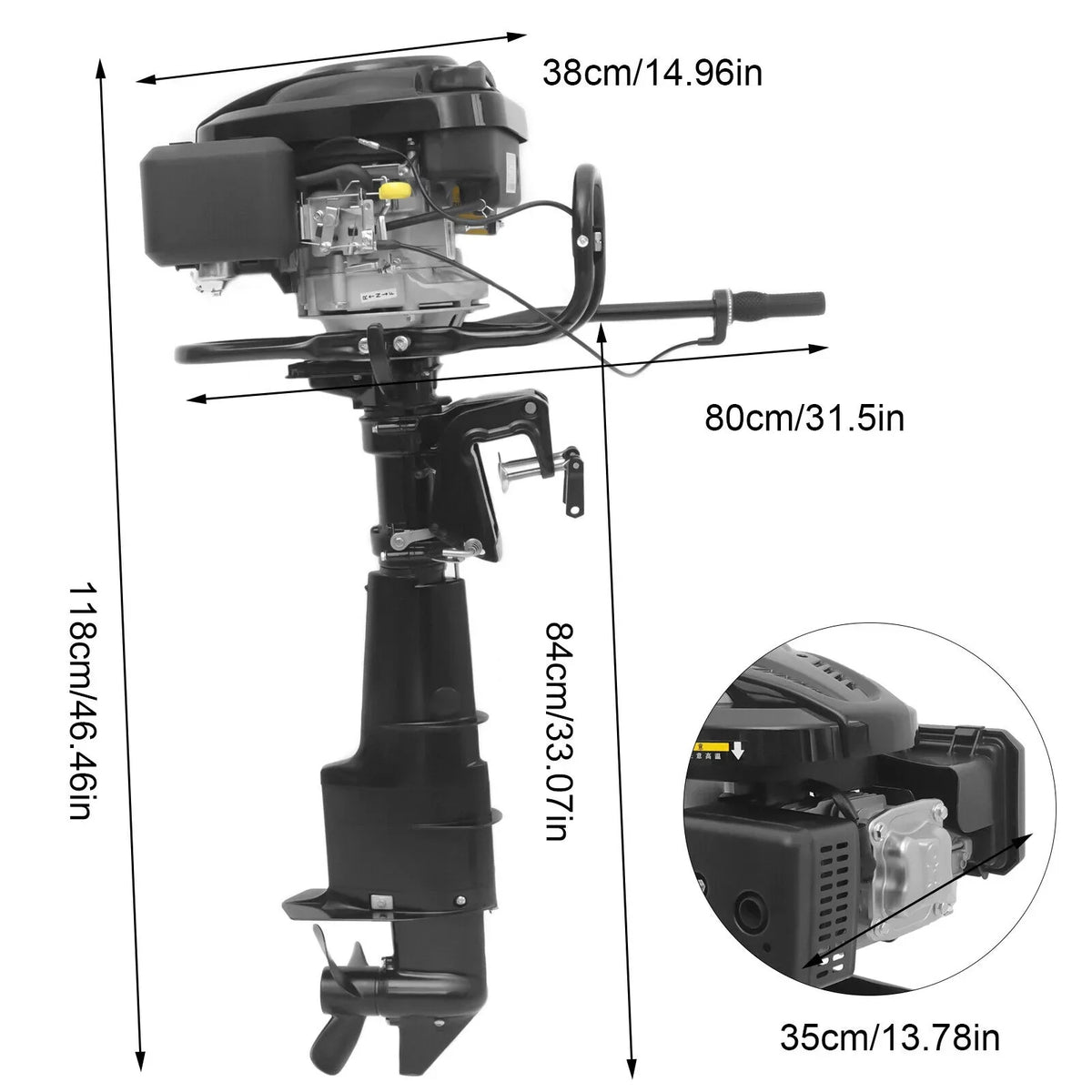 7.5  Heavy Duty Outboard Motor Fishing vessel Engine aqua Cooling System 196CC