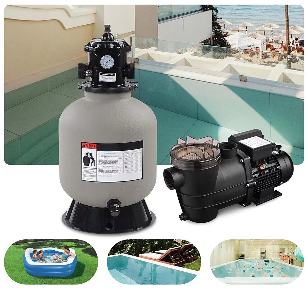 Yescom 16" Sand Filter System w/ 3/4HP Pump Above Ground Swimming Pool Pond 7-Way Valve