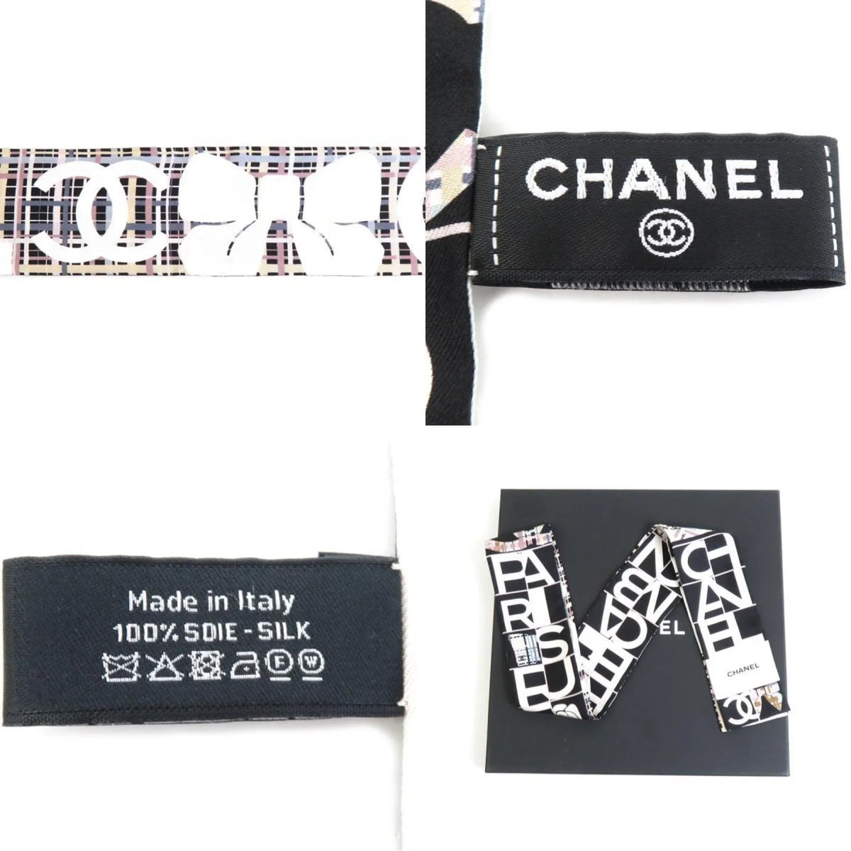 Pre-Owned CHANEL Scarf Silk Black Women's (Good)