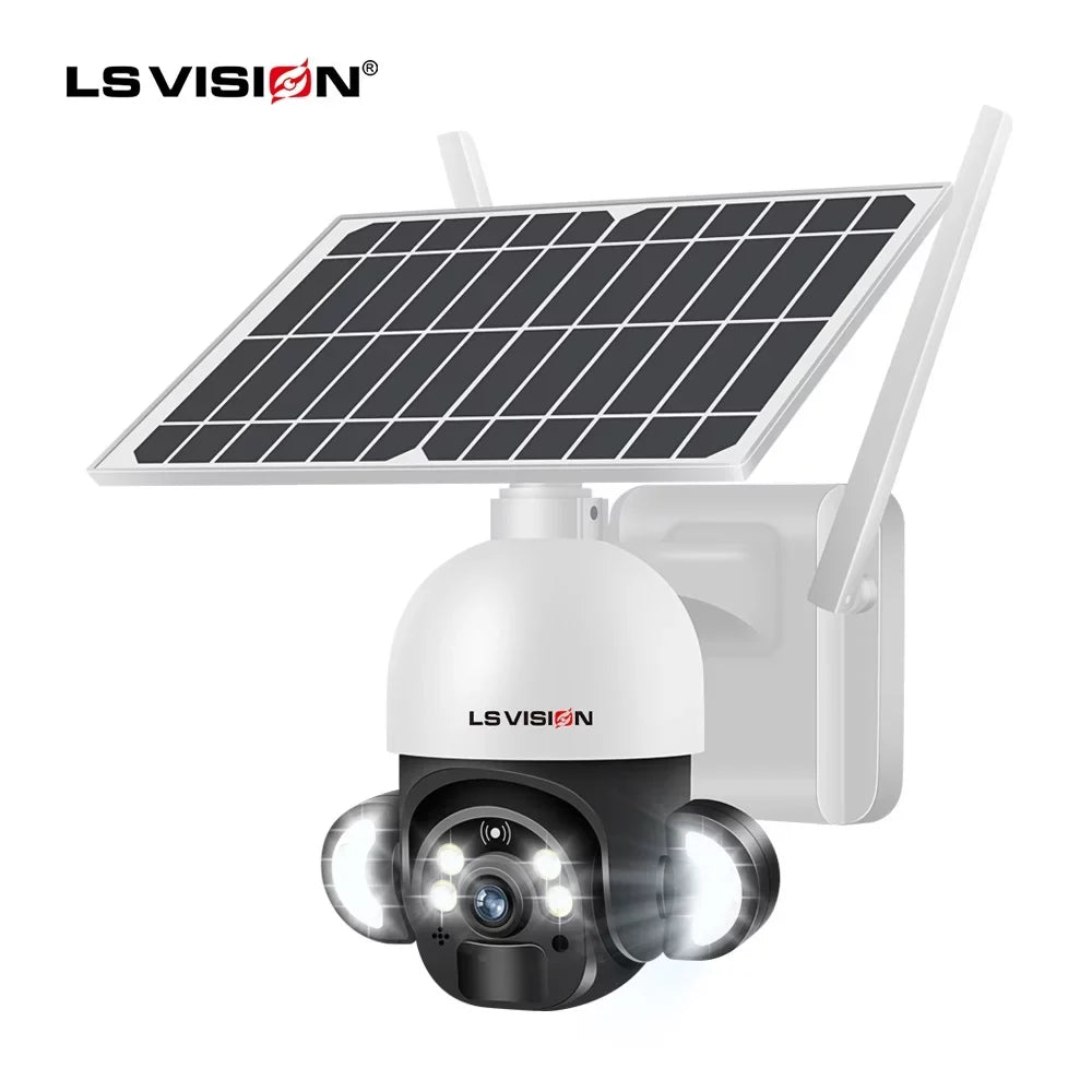 LS VISION 4MP WiFi Solar Wireless Security Cameras System CCTV Waterproof Outdoor PTZ