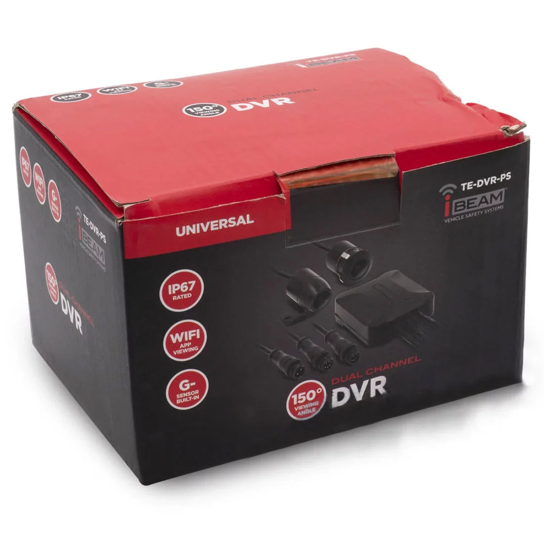 iBeam TE-DVR-PS aqua impervious Dual-Camera Dash Cam and DVR