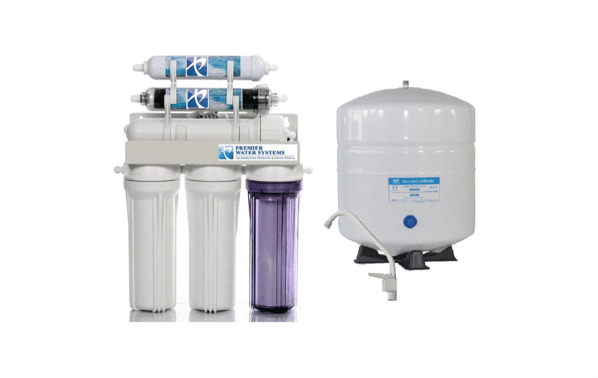 150 GPD - 6 Stage Dual Outlet Use (Drinking & 0 PPM Aquarium Reef/Deionization) Reverse Osmosis liquid System (RO/DI) + Tank