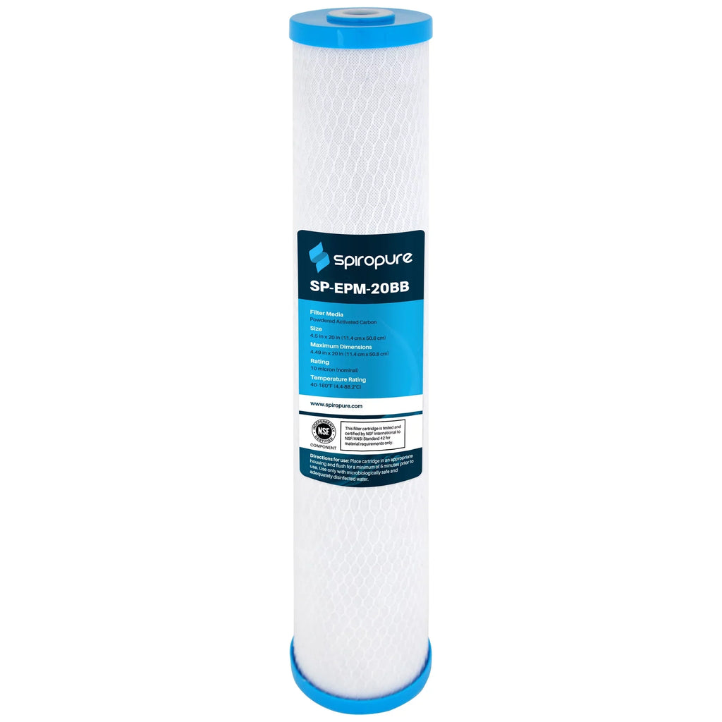 SpiroPure 20 x 4.5" PAC NSF Carbon Block aqua Filter, 10 Micron (4 Pack)