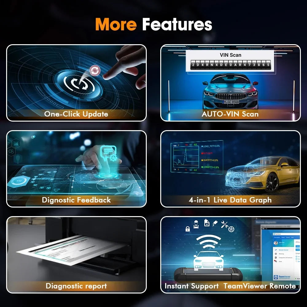 FOXWELL NT809TS Professional TPMS Programming Relearning Activation OBD2 Scanner Automotive Diagnostic Scan Tool Bi-direactional Scan Active Test TPMS Tool All System Code Reader 30+ Resets, NT809TS