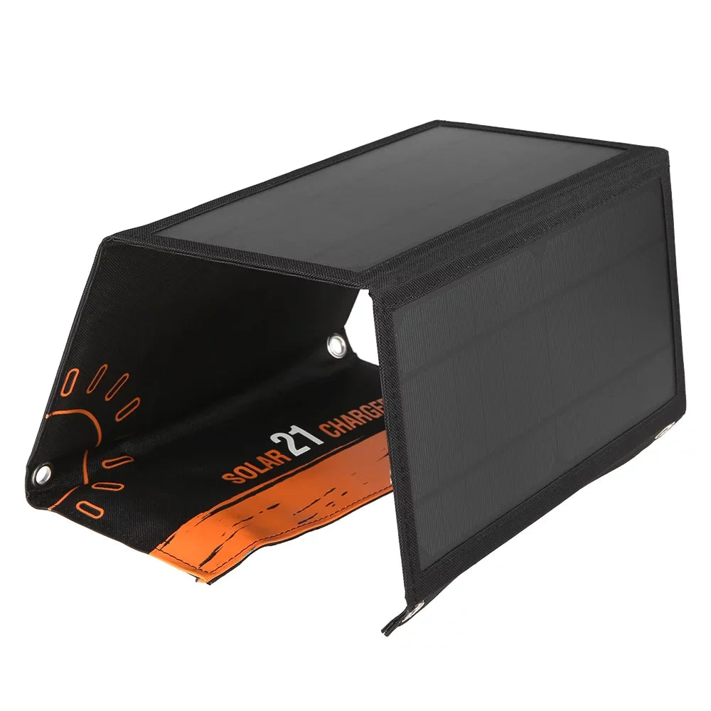Andoer Portable  Source, 21W Foldable Sun   with Dual USB Ports, Survival Tool for Camping and Hiking