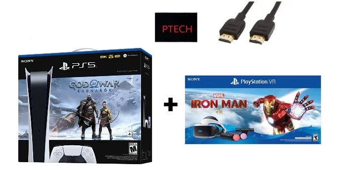 2022  Holiday Bundle: PlayStation_PS5 Gaming Console (Digital Version) with God of War (GOW) Ragnarök + PlayStation_VR Marvel’s Iron Man VR_Bundle